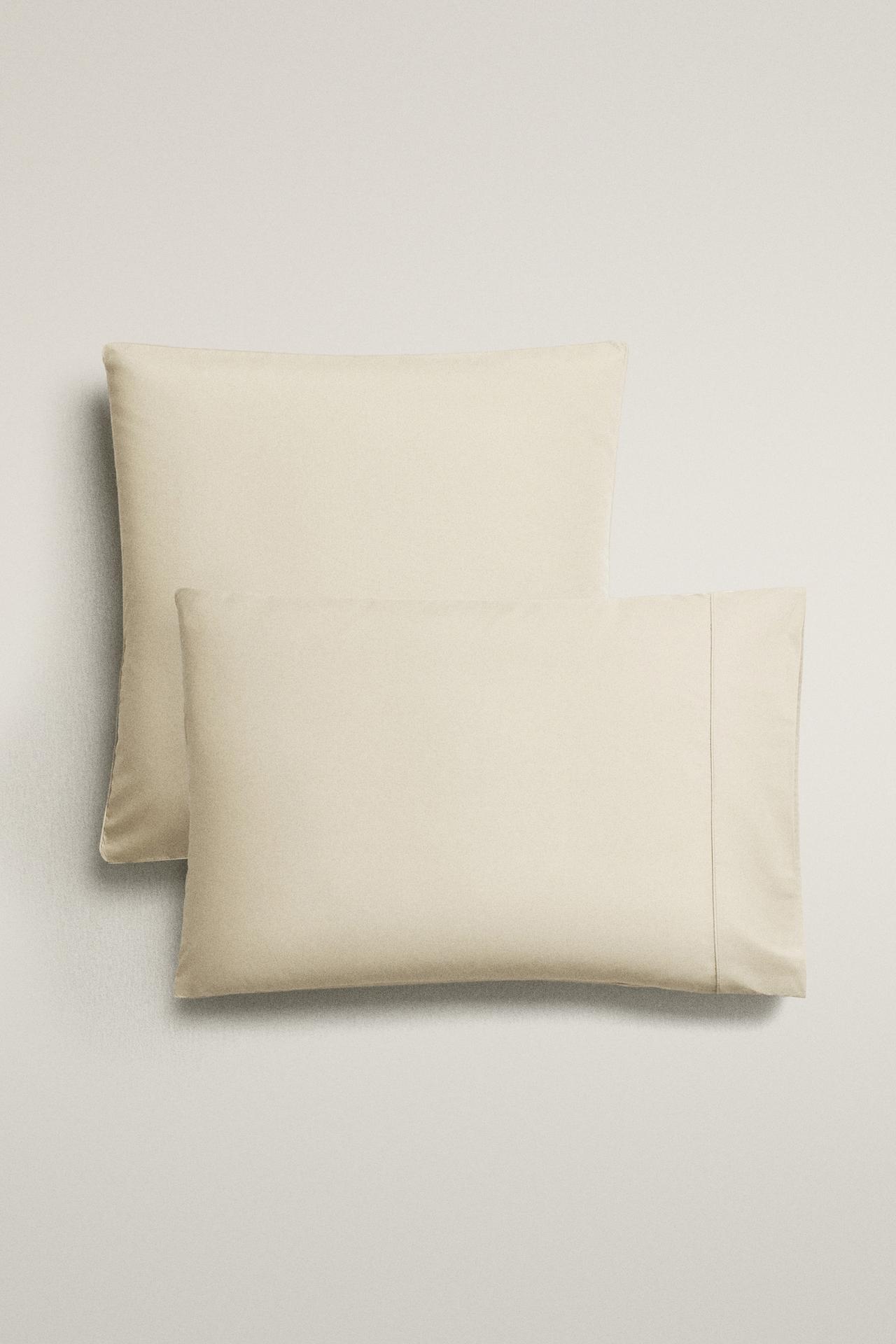 COTTON PERCALE PILLOWCASE (300 THREAD COUNT) — Ecru