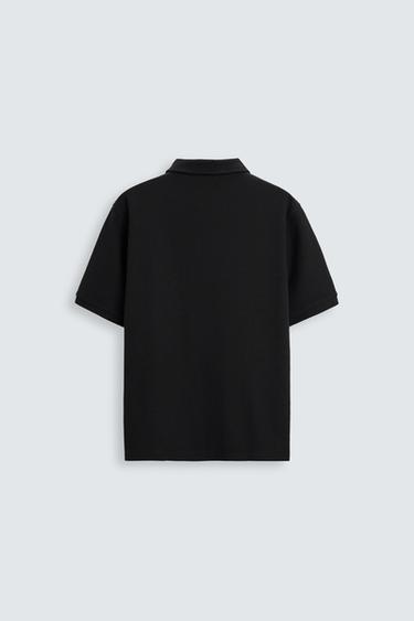 BASIC TEXTURED POLO SHIRT - Black by Zara