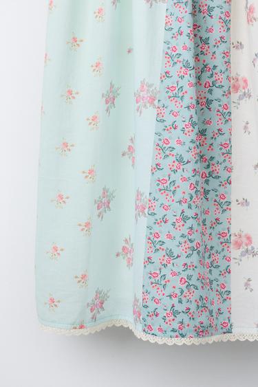 ROBE PATCHWORK DENTELLE FLEURS - Vert d'eau de Zara - Image 3