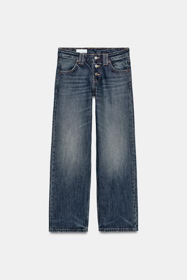 TRF LOW-RISE STRAIGHT-LEG JEANS - Navy blue by Zara - Image 6