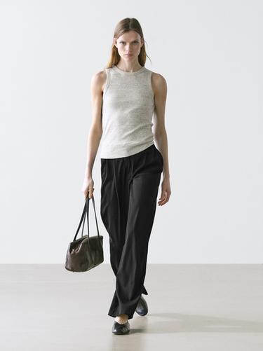 Zara Pleated extra fine wool trousers - Black - Image 0