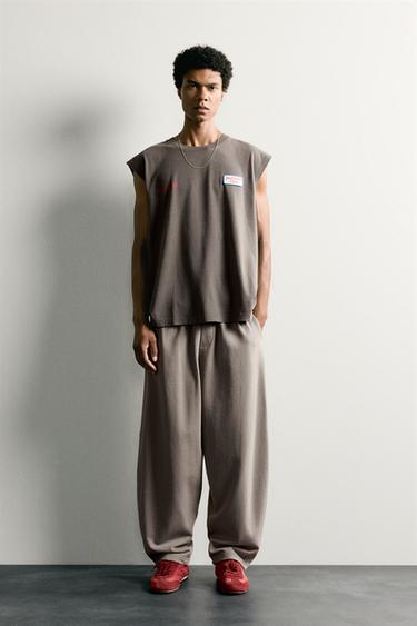 Zara 印花拼接貼布背心 - 碳色 - 圖片 0
