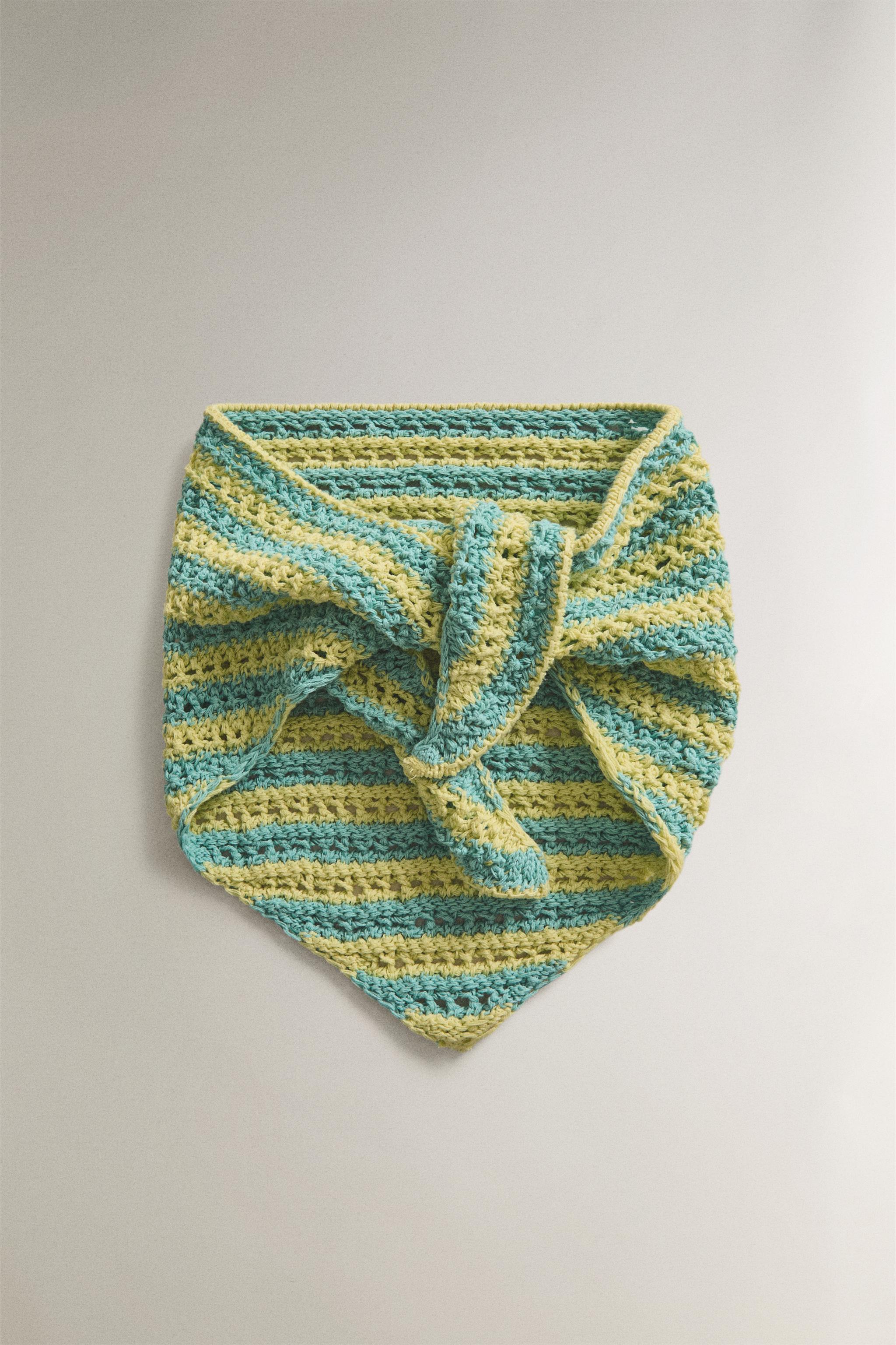 Zara limited edition crochet bandana CROCHET FLORAL KNIT BANDANA - Light beige | ZARA Hungary  main image 4