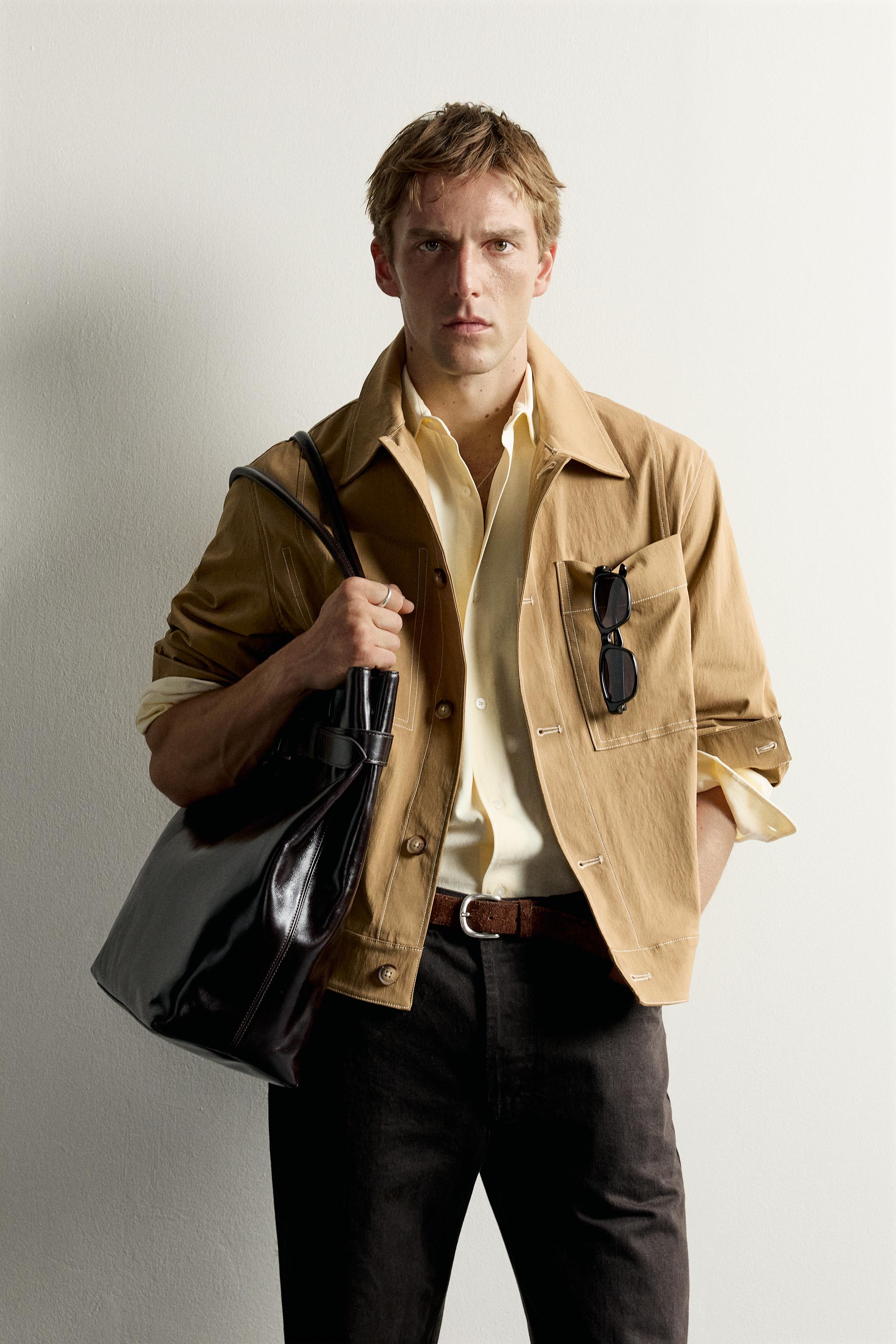 CONTRAST TOPSTITCH BOXY FIT OVERSHIRT