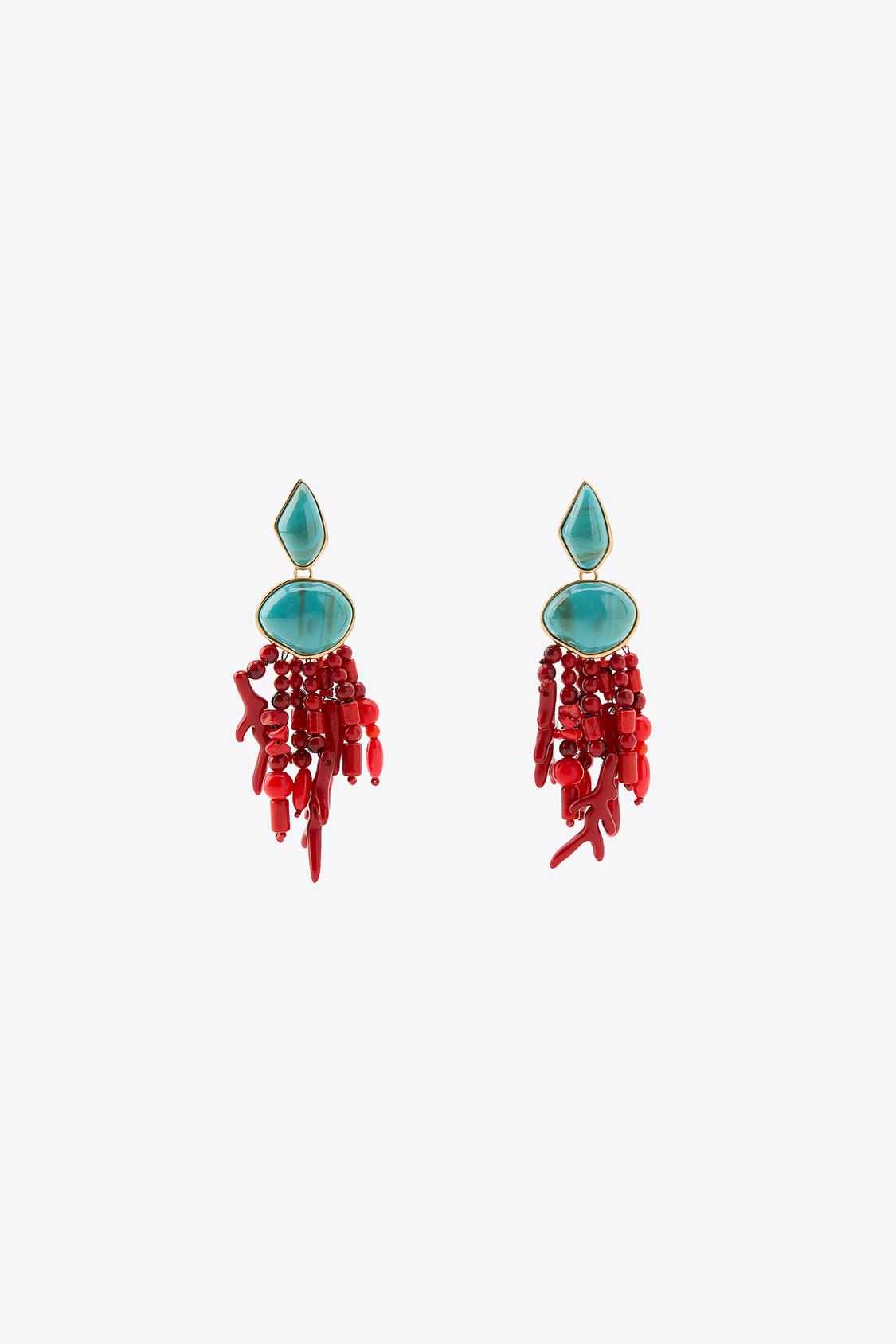 CORAL-EFFECT STONE EARRINGS