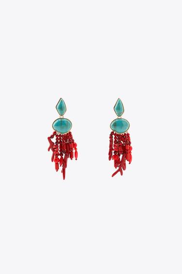 ORECCHINI PIETRE EFFETTO CORALLO - Turchese di Zara