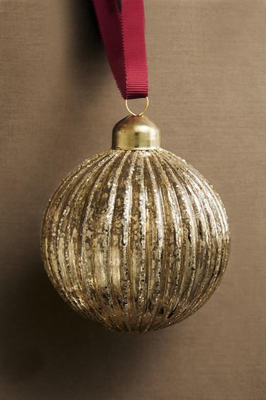 GOLDEN GLITTER STRIPED CHRISTMAS TREE DECORATION - Golden by Zara - Image 4
