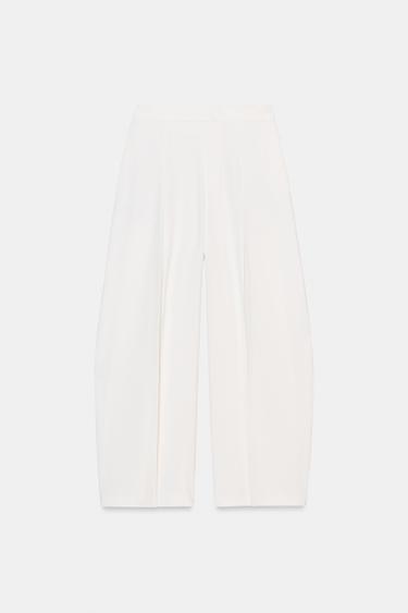 ZW COLLECTION PLEATED WIDE-LEG TROUSERS - Ecru by Zara - Image 5