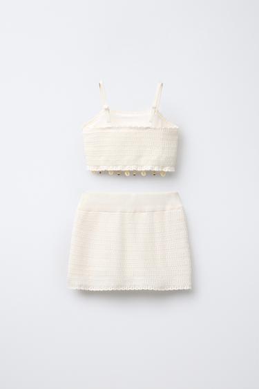 SHELL KNIT TOP AND SKIRT SET - Ecru by Zara - Image 1