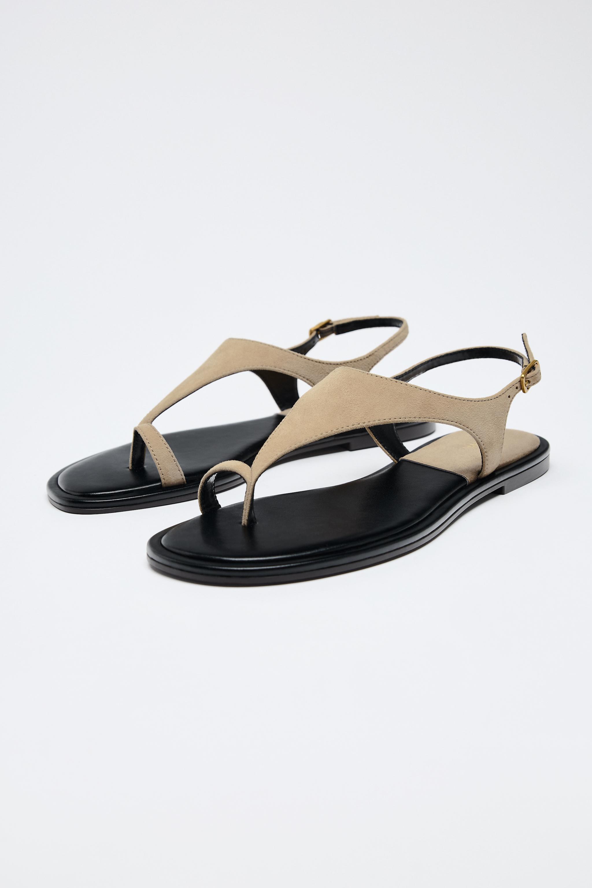 ZARA スエード トングサンダル 1600/510 スエードウェッジサンダル - ブラウン | ZARA Japan / 日本