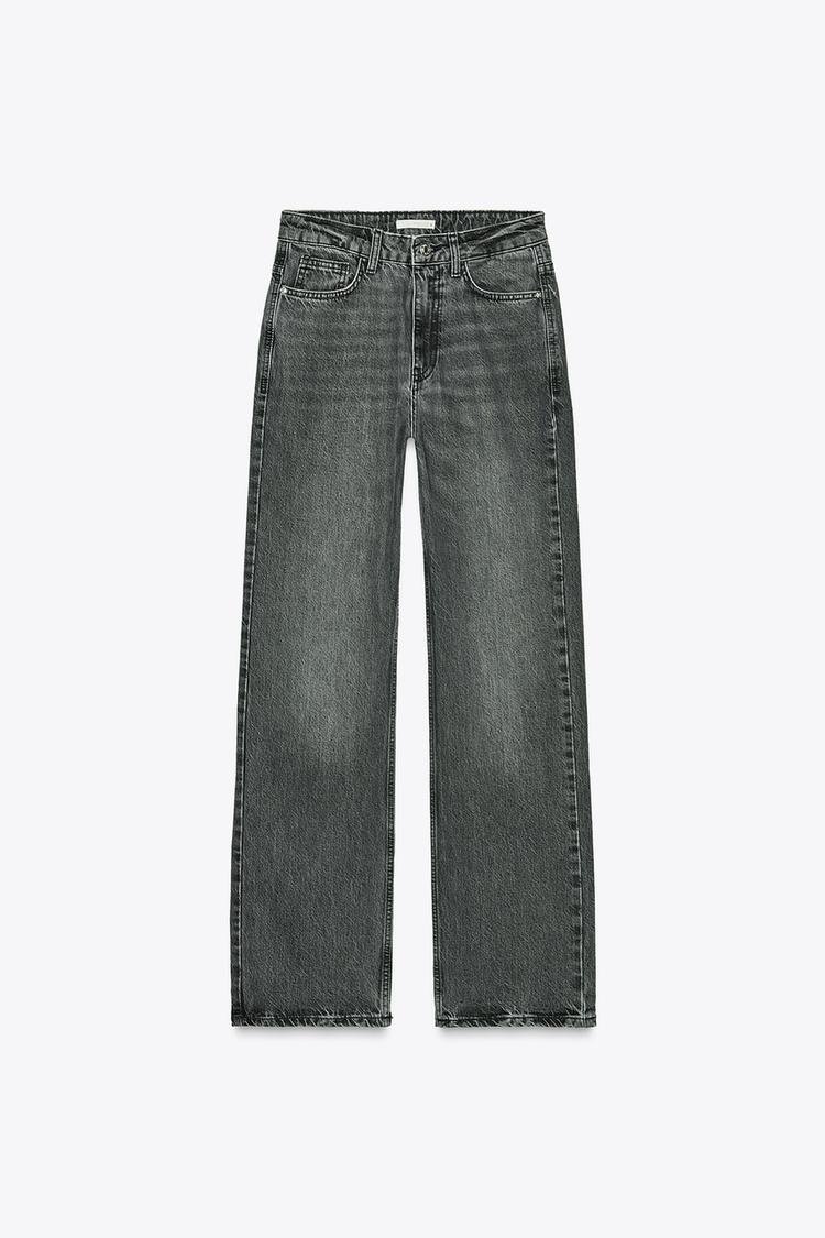 Z1975 REGULAR FIT HIGH-WAIST LONG LENGTH JEANS Grey ZARA Singapore