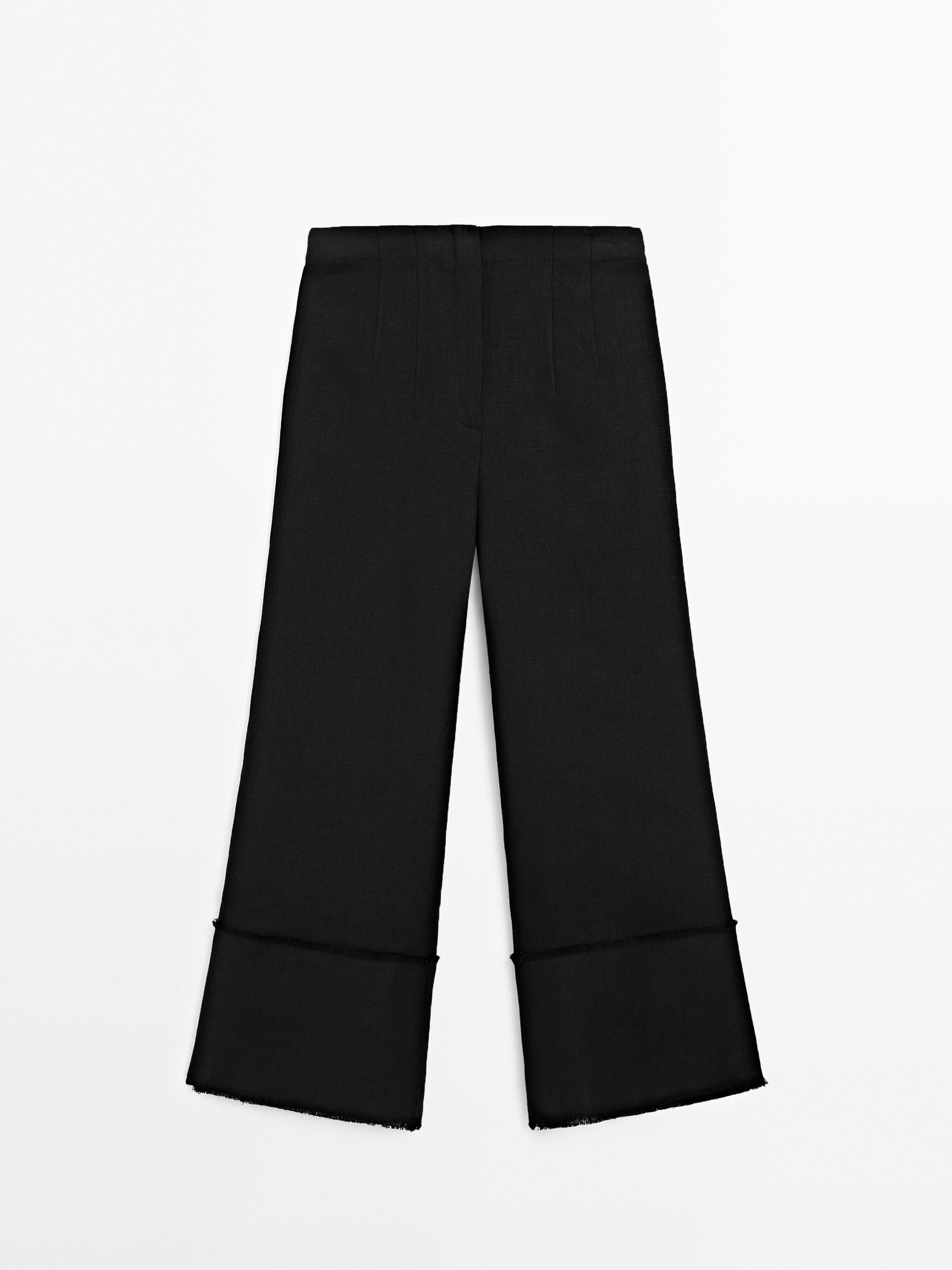Wide-leg trousers with frayed detailing - Ecru | ZARA United Wide-leg trousers with frayed detailing - Ecru | ZARA United