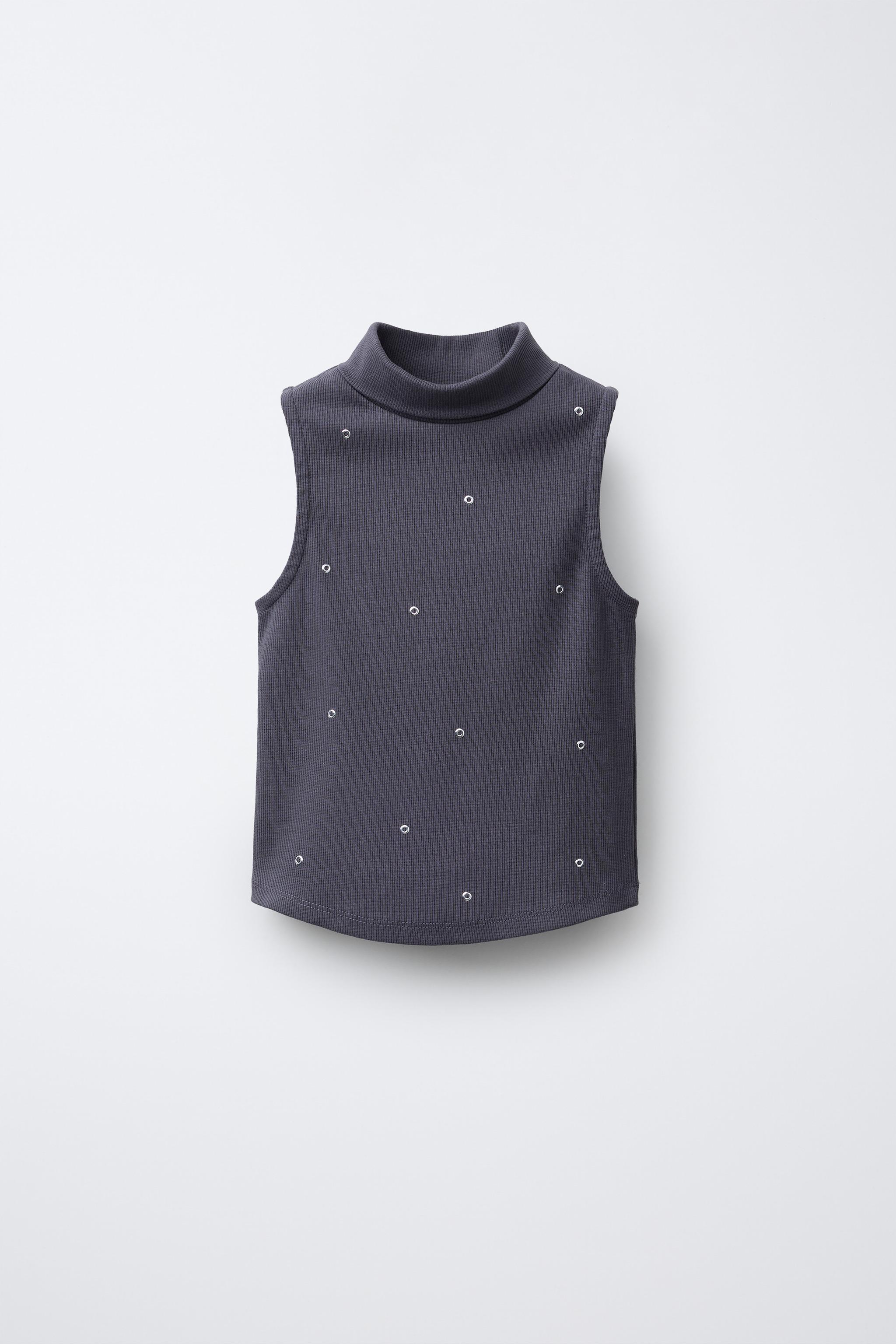 RIBBED TURTLENECK T-SHIRT WITH STAR STUDS