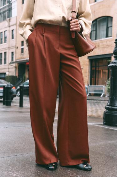 Zara PLEATED PANTS - Brown