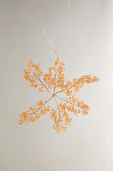 BEADED FLOWER CHRISTMAS TREE DECORATION - Caramel by Zara - Image 1