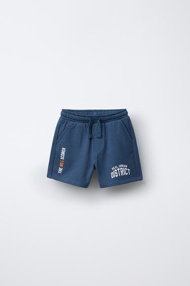Zara PLUSH SHORTS WITH TEXT - Navy blue