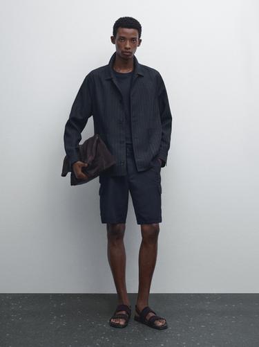 Bermuda cargo en coton mélangé - Bleu marine de Zara