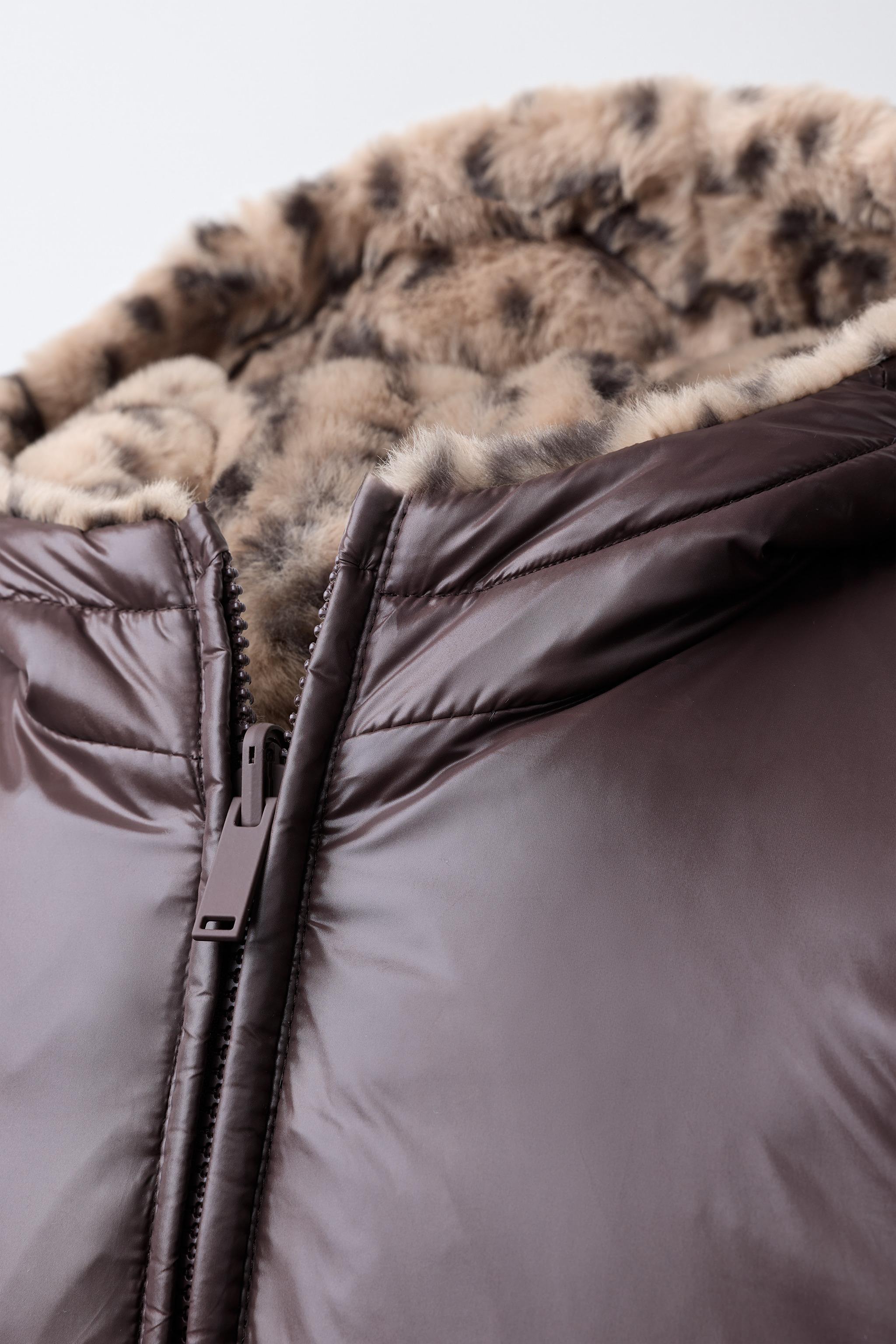 REVERSIBLE FAUX FUR ANIMAL PRINT JACKET