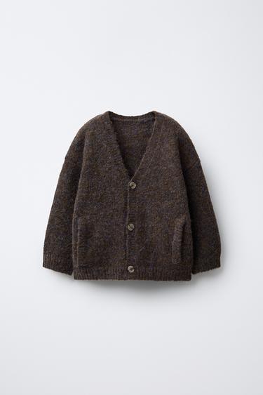 WOOL BLEND CARDIGAN - brown vigore by Zara