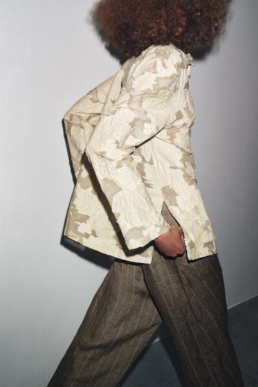 KIMONO JACQUARD FLEURS LIMITED EDITION - Marron clair de Zara - Image 4