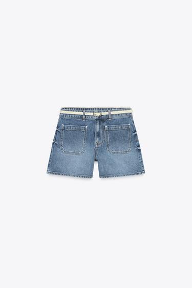 Z1975 DENIM SHORTS WITH BELT - Mid-blue by Zara - Image 3