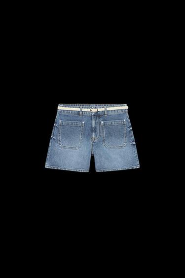SHORTS Z1975 DENIM CINTURÓN - Azul medio de Zara - Imagen 0