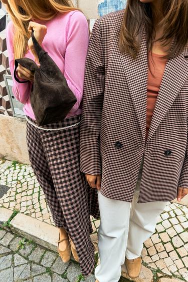 DOPPELREIHIGER OVERSIZE-BLAZER MIT VICHY-KARO - Rosa von Zara
