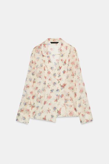 ZW COLLECTION FLORAL SHIRT - Ecru by Zara - Image 0
