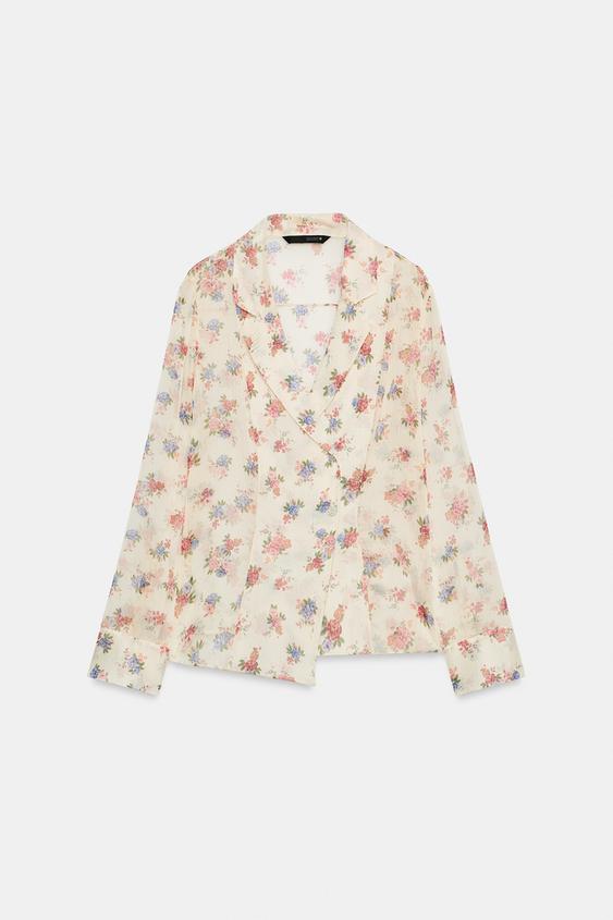 ZW COLLECTION FLORAL SHIRT - Ecru by Zara - Image 0