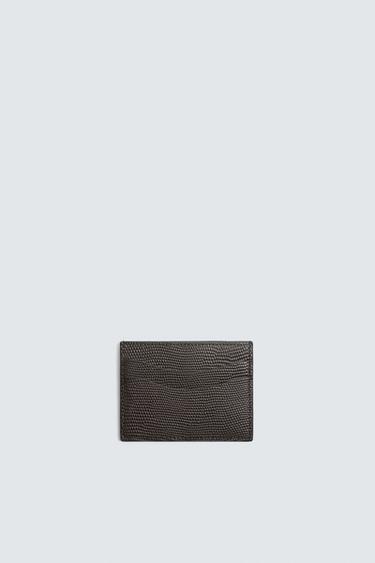 LEATHER CARD HOLDER - Brown by Zara