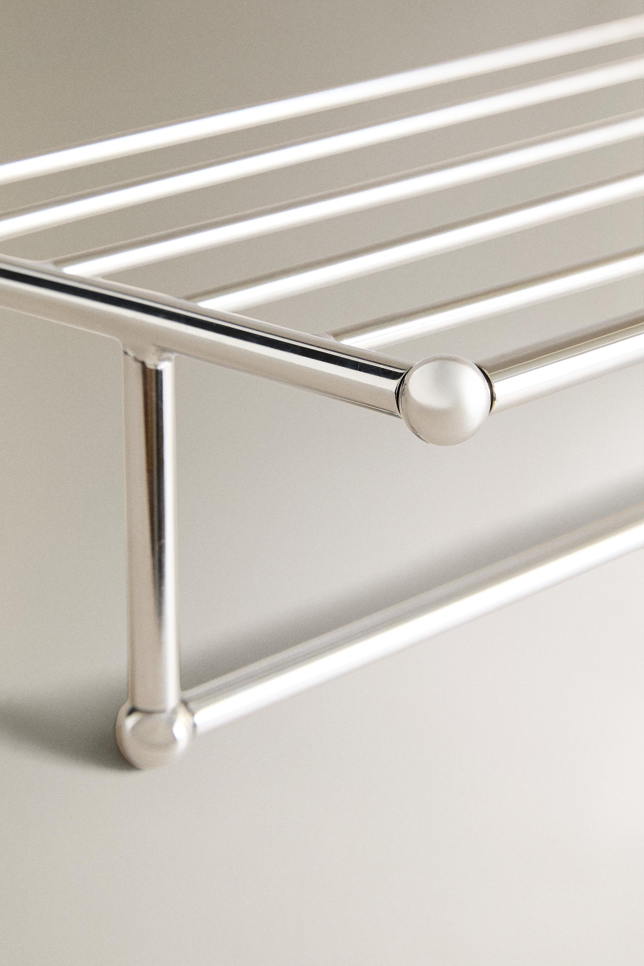 SILVER METAL BATHROOM SHELF