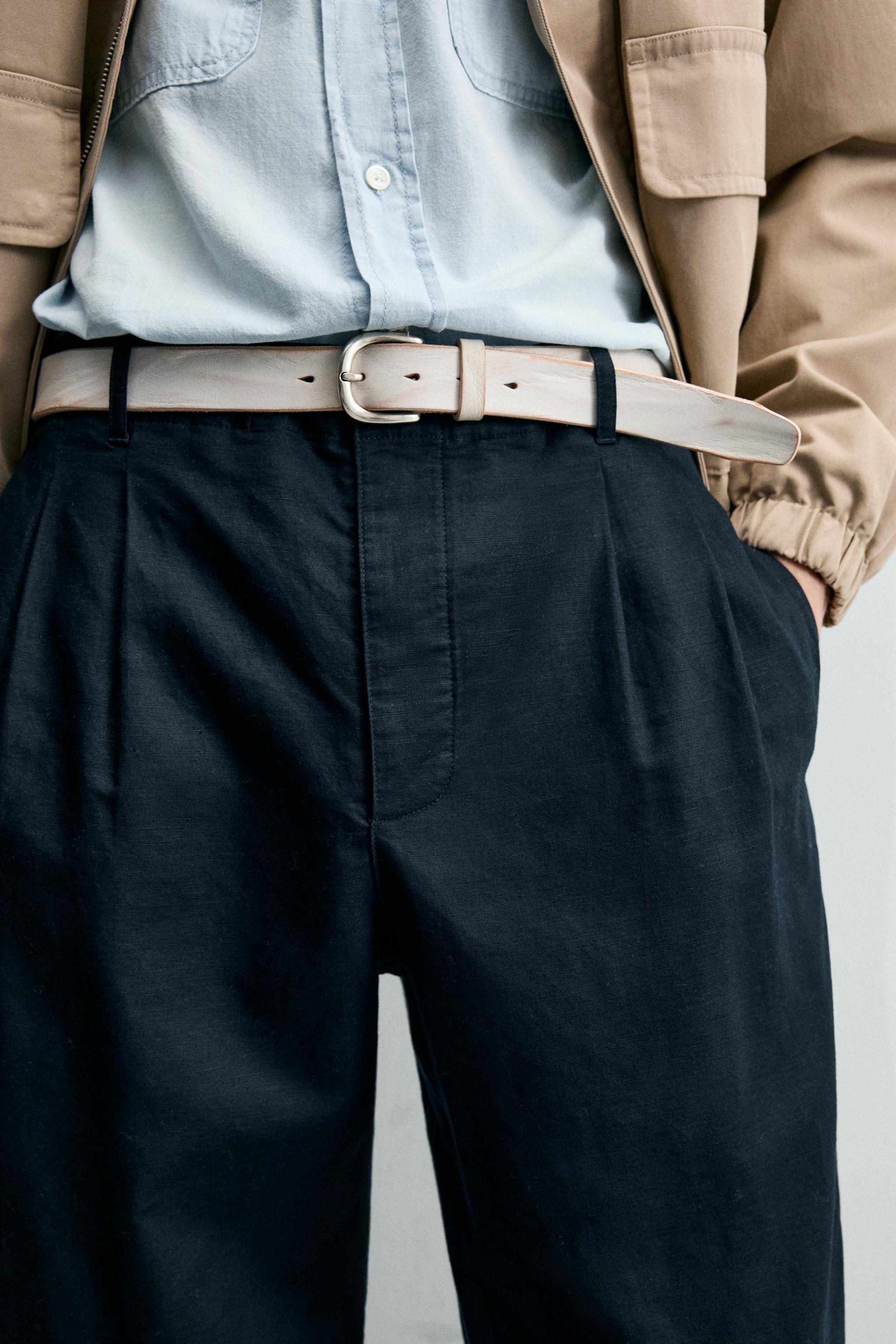 Мужские ремни Zara WASHED EFFECT LEATHER BELT