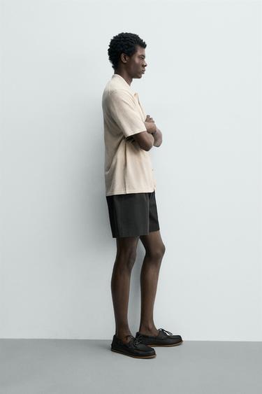 CHEMISE EN MAILLE COTON ET LIN - brun de Zara - Image 3