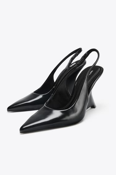 Zara SLINGBACK WEDGE HEELS - Black