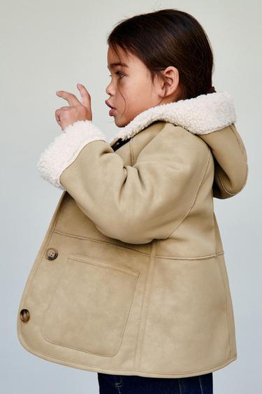 Zara DOUBLE-FACED FLEECE COAT - Sand