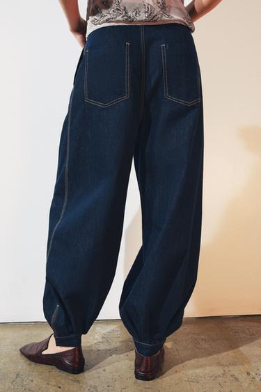 ZW COLLECTION DENIM BALLOON TROUSERS - Blue by Zara - Image 2