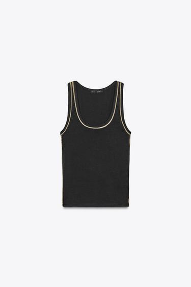 TOP VIVOS HILO METALIZADO - Negro de Zara - Imagen 0
