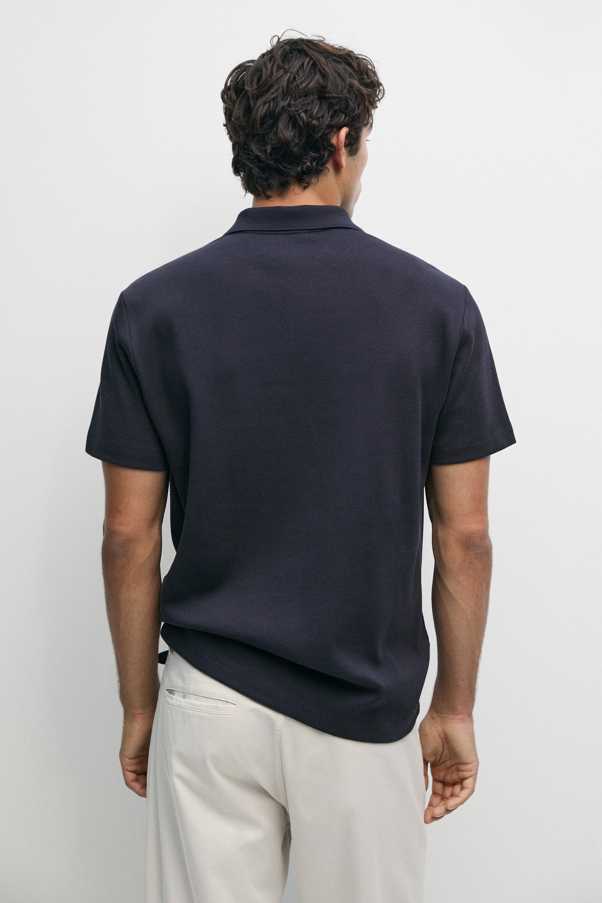 Textured 100% cotton polo shirt