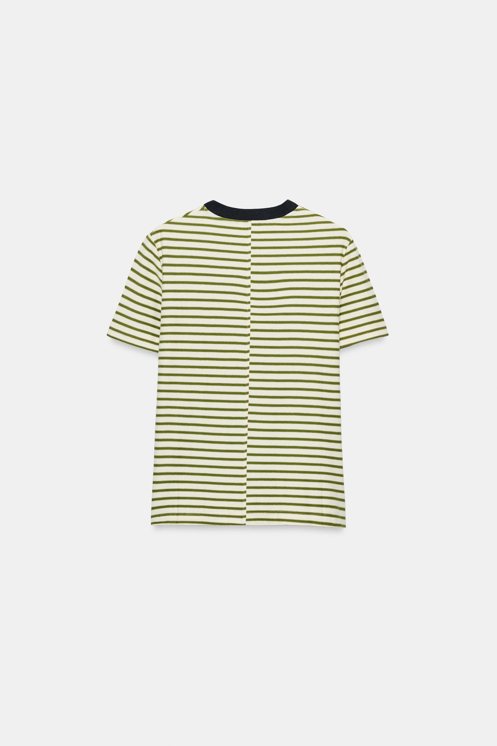 Zara ÇİZGİLİ KISA KOLLU T-SHIRT görsel 5