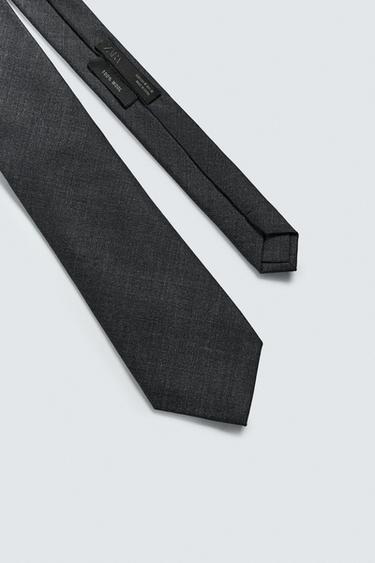 CRAVATE 100 % LAINE - Gris foncé de Zara - Image 3