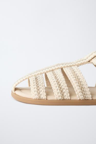 SANDALES PÊCHEUR PLAGE À BRIDES EN COTON - Blanc écru de Zara - Image 3