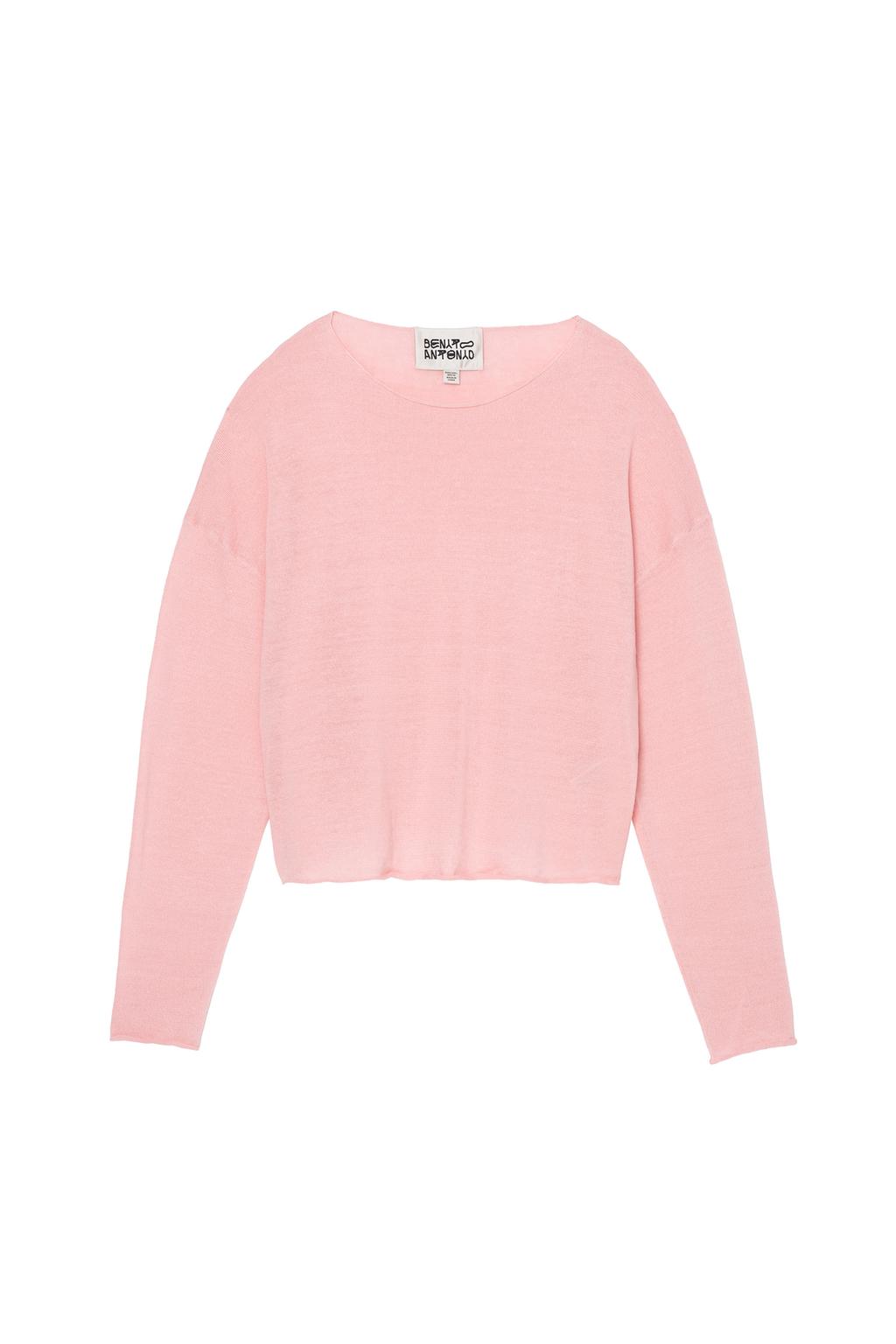 CROPPED FIT LINEN - WOOL SWEATER