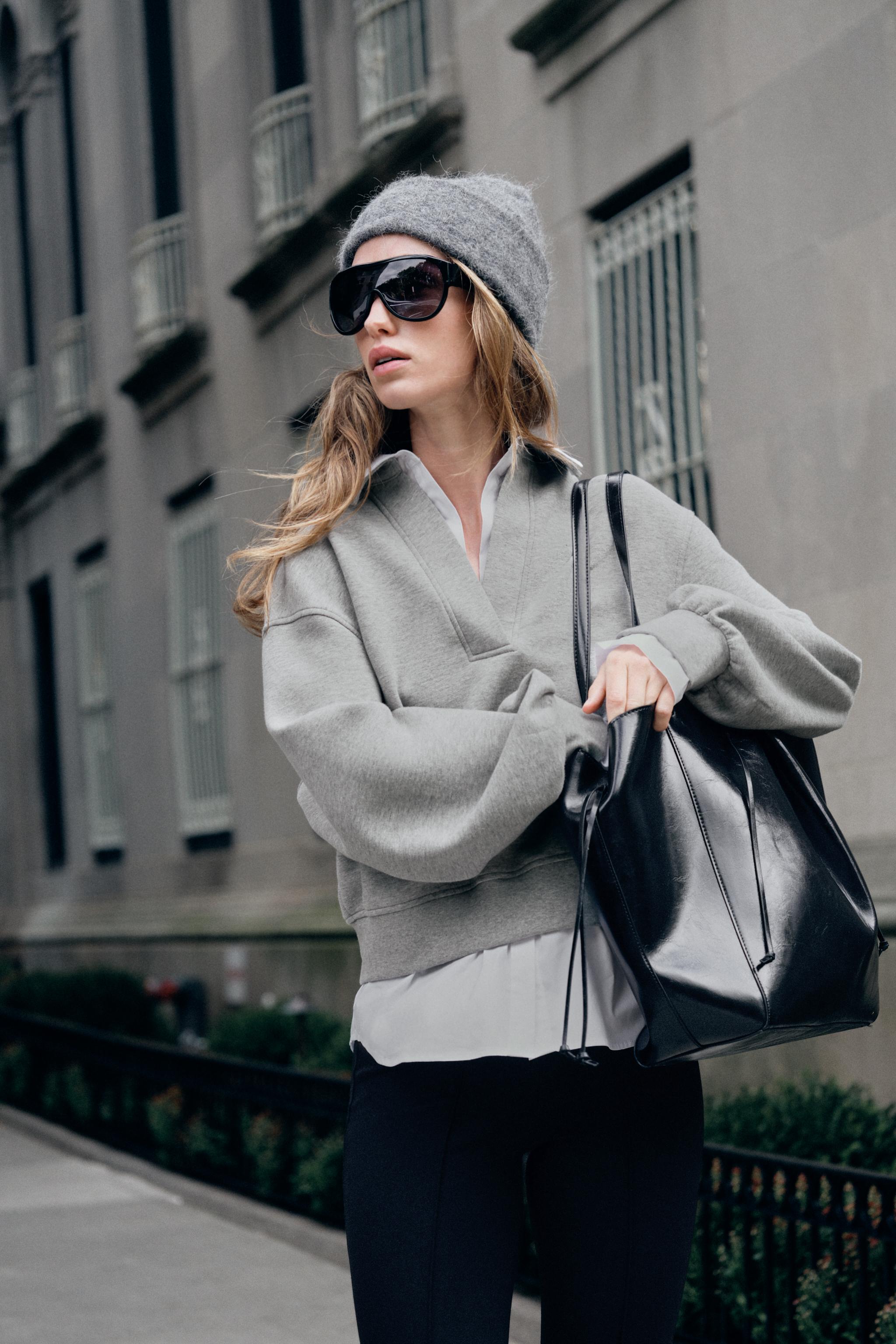 Combined Poplin Sweatshirt by Zara