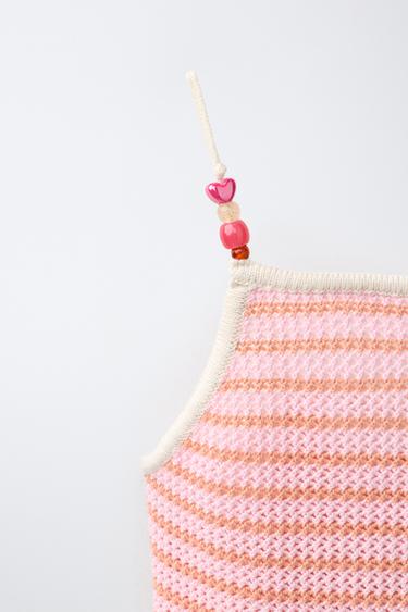 ASYMMETRIC STRIPED KNIT TOP - Light pink by Zara - Image 2