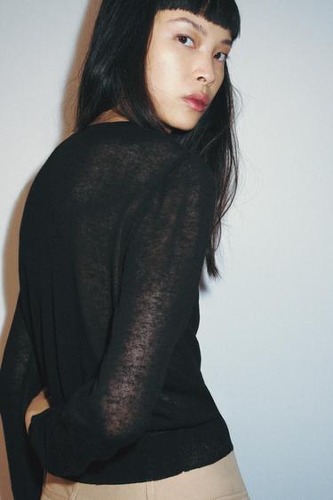 HENLEY KNIT JUMPER - Black by Zara