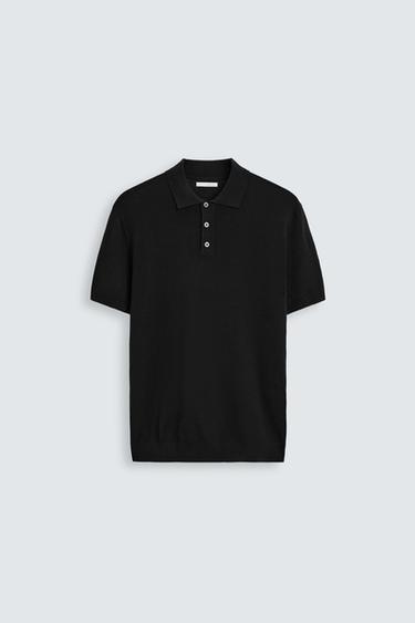 VISCOSE BLEND KNITTED POLO SHIRT - Black by Zara