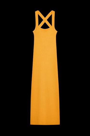 Zara RIBBED KNIT MIDI DRESS - Orange - Image 0