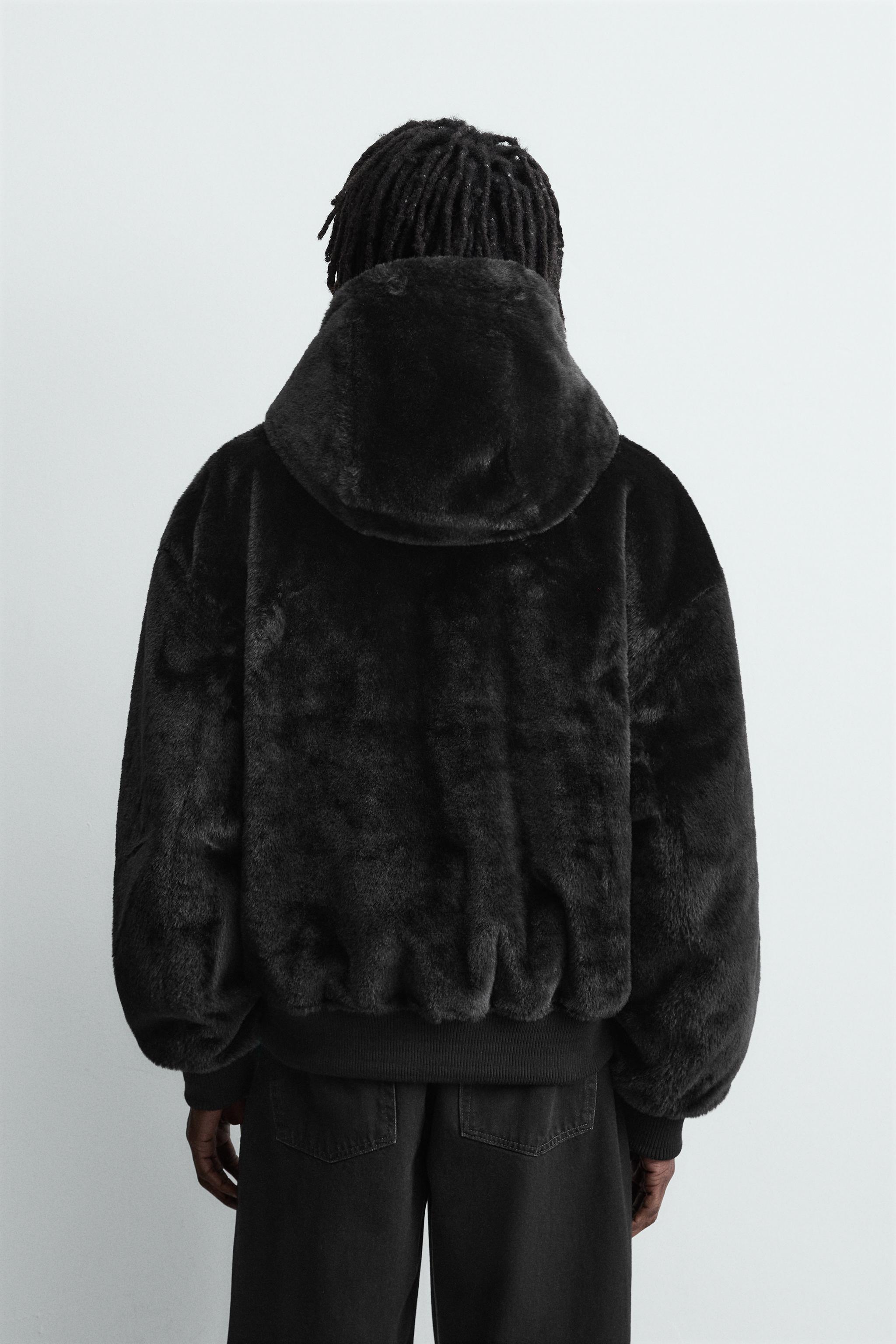 REVERSIBLE FAUX FUR BOMBER JACKET - Black | ZARA United States