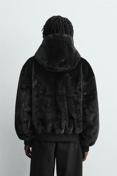 REVERSIBLE FAUX FUR BOMBER JACKET - Black by Zara - Image 1