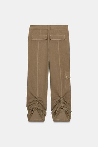 PANTALON FLUIDE AVEC PLIS - Marron clair de Zara - Image 6